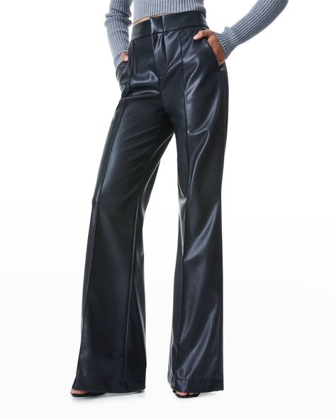 Leather Wide Leg Pants, High Waist Wide Leg Pants, Alice And Olivia, Faux Leather Pants, Alice Olivia, Black Faux Leather, Wide Leg Trousers, Fashion Pants, Leg Pants