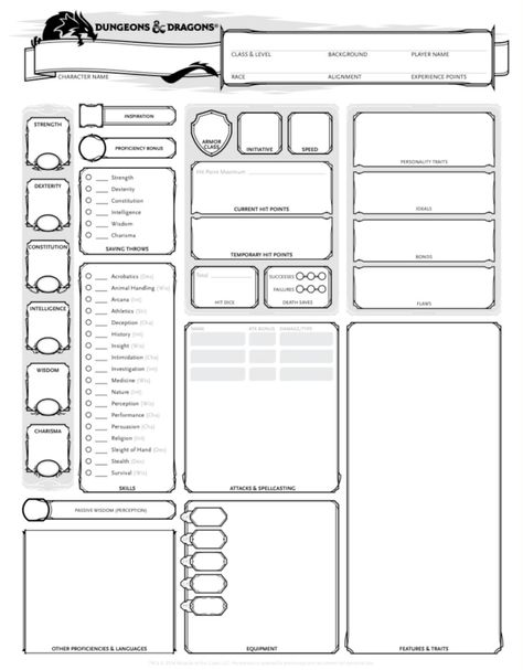 Blank Dnd Character Sheet, 5e Character Sheet, Dnd 5, Dnd Character Sheet, Character Sheet Template, Circus Characters, Dungeons And Dragons 5e, Character Template, Character Sheets