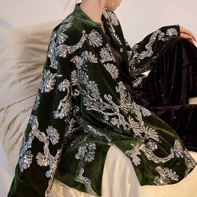 ad eBay - Chinese Style Women Retro Floral Sequin Grace Coat Luxury Velvet Long Sleeve Top - Buy Now, click the link (eBay) Velvet Coat Women, Velvet Jackets Women, Velvet Top Long Sleeve, Vests Women, Velvet Coat, Women Coats, Mirror Interior, Velvet Top, Car Exterior