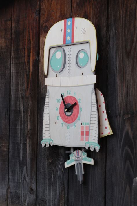 It's Friday, Chuck clock out early. Chuck need to go vroom vroom! 🏍️🤖 kids clocks - kids pendulum clocks - kid wall clocks - robot - kids room decor - Kids Clocks, Kids Wall Clock, Kids Bedroom Wall Art, Pendulum Wall Clock, Clock For Kids, Pendulum Clock, It's Friday, Kids Room Decor, Vroom Vroom