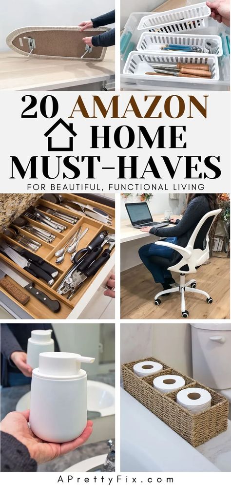 These Amazon home solutions and must-haves are for those craving beauty & function at home. From DIY tools to storage ideas, kitchen and bathroom solutions, gadgets & more! #Amazon #AmazonHome #AmazonKitchen #AmazonBathroom #HomeOffice #Tools Interior Decorating Tips, Amazon Hacks, Bathroom Gadgets, Must Have Gadgets, Home Solutions, Kitchen Solutions, Bathroom Solutions, Kitchen Must Haves, Pinterest Diy