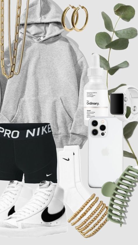 Pro Nike Outfit, Nike Pro School Outfit, How To Style Nike Pros Shorts, Outfit With Nike Pro Shorts, Outfit Ideas Nike Pro Shorts, Nike Pro Shorts Outfit Casual, Nike Pro Shorts Outfit Fashion, Nike Pro Under Sweatpants Outfit, How To Style Nike Pro Shorts