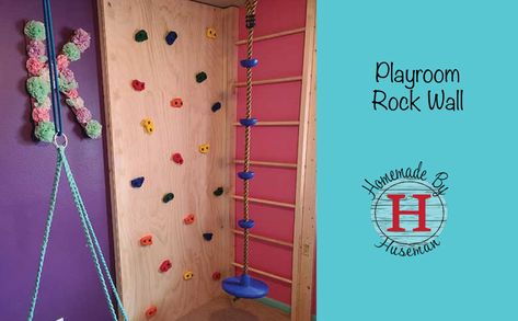 Toy Room Rock Wall, Basement Rock Wall For Kids, Corner Climbing Wall, Rock Wall Bedroom Ideas, Rock Wall Basement, Diy Kids Climbing Wall, Diy Indoor Rock Wall For Kids, Rock Wall Playroom, Diy Rock Wall For Kids