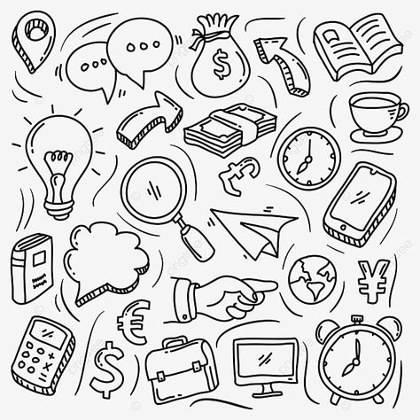 Job Doodle, Reporting Design, Jobs Drawing, Internet Drawing, Drawing Clock, Success Drawing, Work Doodles, Technology Drawing, Finance Office