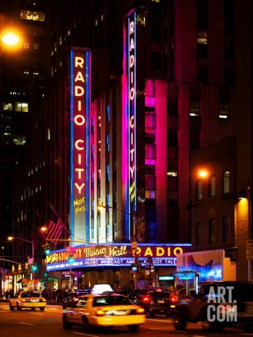 'Radio City Music Hall and Yellow Cab by Night, Manhattan, Times Square, New York City, US, USA' Photographic Print - Philippe Hugonnard | Art.com. #beautiful #art #draw #digitalart #gallery #illustration #paint #drawing #abstract #color #popart #watercolor #artworks #galleryart #graphicart Times Square New York City, 25th Bday, Manhattan Times Square, Classic Dance, Yellow Cabs, I Love Nyc, Empire State Of Mind, Radio City Music Hall, Dance Recital