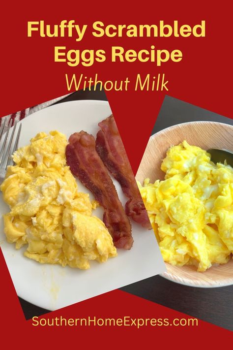 Make fluffy scrambled eggs without milk! Follow a few easy steps, and you'll wind up with some delicious results. How To Make Fluffy Scrambled Eggs, Eggs In Microwave Scrambled, Best Scrambled Eggs Fluffy Oven Baked, Scrambled Eggs Without Milk, Western Scrambled Eggs, Kid Friendly Breakfasts, Fluffy Scrambled Eggs, Scrambled Eggs Recipe, Slow Cooker Pork Chops