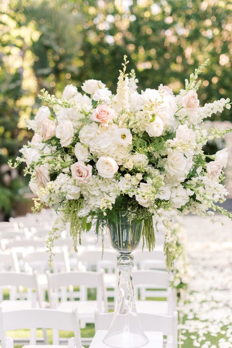 Extravagant Blush Beverly Hills Wedding - Flowers by Cina Floor Wedding Flowers, Gazebo Wedding Ceremony, White Wedding Flowers Centerpieces, Altar Flowers Wedding, Beverly Hills Wedding, Ceremony Arrangement, Church Wedding Flowers, Elegant Wedding Flowers, Pink And White Weddings