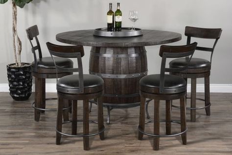 Pub Height Table, Round Pub Table, Wine Barrel Table, Counter Height Table Sets, Barrel Table, Pub Set, Pub Table Sets, Counter Height Chairs, Reversible Top