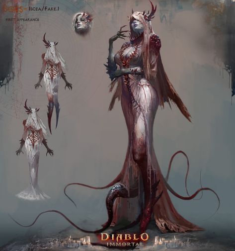 ArtStation - diablo immortal-Helliquary boss "iscea" Dnd Demons, Diablo Necromancer Female, Diablo Lilith Art, Evil Goddess, Demon Form Concept Art, Demon Concept Art, Scary Woman, Diablo Characters, Lilith Concept Art