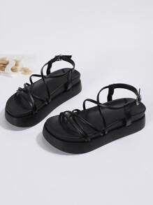 Women's & Men's Clothing, Shop Online Fashion | SHEIN Classy Shoes Flats, Black Sandals Flat, Pretty Sandals, Latest Sandal, Fashion Shoes Sandals, Funky Shoes, Classy Shoes, Fashion Slippers, Strap Sandals Women