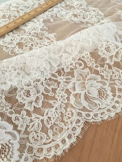 3 yards Exquisite French Alencon Lace Fabric Trim ,beautiful Bridal Veil Wedding Lace Scallop Embroidered Eyelash Floral Trim Lace Corded Lace Fabric, Wedding Veils Lace, Veil Wedding, Cord Lace, Alencon Lace, Wedding Lace, Corded Lace, Linens And Lace, Bridal Sash