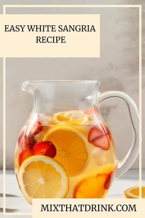 Easy White Sangria Recipe White Wine Sangria For A Crowd, Sangria With White Wine, Easy Sangria Recipes White, Non Alcoholic Sangria Recipes, White Sangria Recipe Easy, White Sangria Recipe For A Crowd, Sauvignon Blanc Sangria, Sangria Recipes White, Sangria Recipes Easy