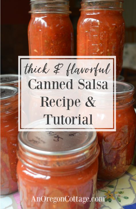 Get a recipe and easy tutorial for my favorite spicy, thick salsa for canning with fresh tomatoes that’s safe and uses all-natural ingredients. Includes lots of tips to make it quick to make. Having jars full of homemade salsa is the best in winter! #salsa #tomatoes #peppers #canning #preserving Canned Salsa Recipe, Salsa For Canning, Canning Homemade Salsa, Canned Salsa, Canned Salsa Recipes, Salsa Canning Recipes, Canning Salsa, Fresh Tomato Recipes, Homemade Salsa Recipe