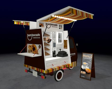 Cart design proposal for selling portuguese 'natas' near the beach. Roda Gerobak, Outdoor Branding, Vendor Cart, Food Stall Design, Gerobak Dorong, Bike Food, Bike Cart, Mobile Food Cart, Cart Design