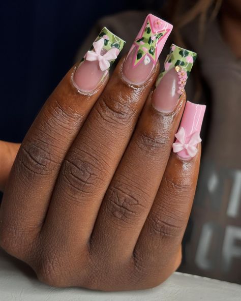 pink camo nails 💚🩷 - if you’re seeing this dm @nails.bydaya_ to book an appt 🤍 - - - - - - - - - - - - #pinknails #girlynails #coquettenails #pinkbow #camonails #camonaildesign #pinkcamo #pinkcamonails #camostar #pinknaildesign #fyp #gelxnails #gelxnailtech #bptnailtech #ctnailtech #ctnails #bptnails #bridgeportnails #bridgeportct #bridgeportnailtech #bridgeportctnailtech #bridgeportctnails #beginner #notaprofessional #justforfun #nailart #naildesigns #nailinspo #nails.bydaya_ #nailsbydaya Green Camo Nails, Pink Camo Nails, Camo Nail Designs, Army Nails, Camo Nails, Acrylic Nail Set, Pink Nail Designs, Fire Nails, Pretty Acrylic Nails