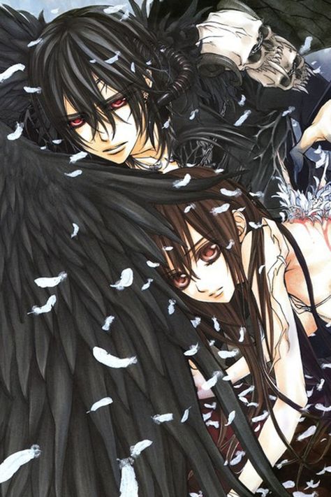 Vampire Knight- Kaname Kuran The Fallen Angel... hmm interesting yet again Kaname Kuran, Vampire Knight, Red Eyes, Red, Hair, Anime, White, Black