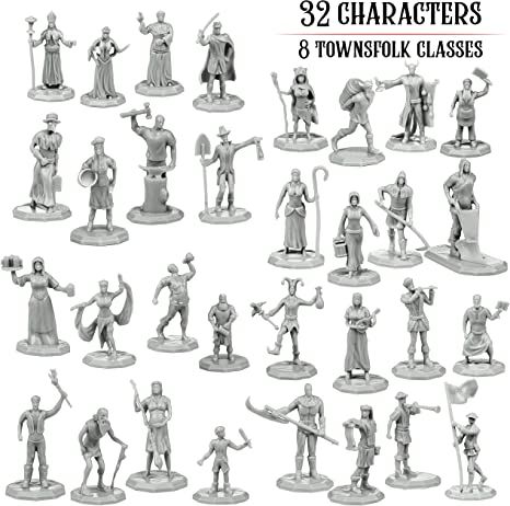 AmazonSmile: Townsfolk Mini Fantasy Figures Non Player Characters NPC - 32 Unique Miniatures- Nobility, Merchants, Peasants, Entertainers and More- Compatible w DND Dungeons Dragons, Pathfinder, RPG Tabletop Games : Toys & Games Fantasy Figures, Pathfinder Rpg, Dnd Miniatures, Dungeons Dragons, Miniature Figures, Tabletop Rpg, Dnd Characters, Tabletop Games, Magic The Gathering