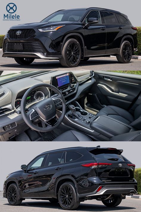 (LHD) TOYOTA HIGHLANDER XSE 2.4P AWD AT MY2023 – BLACK Toyota Highlander 2023, Toyota Suv Models, Small Suv Cars, Suv Toyota, Highlander Toyota, Auto Toyota, Luxury Suv Cars, Toyota Highlander Xle, Toyota Jeep