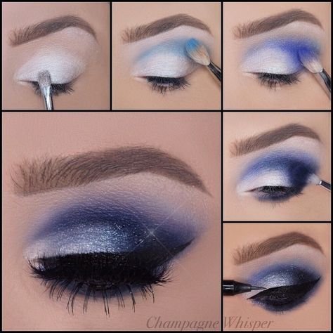 Goth Makeup Products, Smokey Eye Makeup Steps, Grey Eye Makeup, Blue Smokey Eye, Wedding Eye Makeup, White Eyeshadow, Beginners Eye Makeup, Dance Makeup, Eye Makeup Techniques