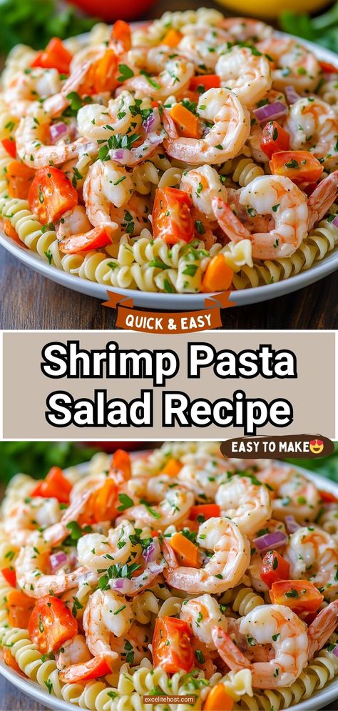 Shrimp pasta salad with ranch dressing is a quick and satisfying salad. Recipe For Shrimp Salad, Italian Pasta Salad With Shrimp, Shrimp Pasta Salad Recipes Cold, Pasta Salad With Shrimp, Salads With Shrimp, Shrimp Pasta Salad Recipes, Seafood Pasta Salad, Cold Pasta Salad Recipes Easy, Pasta Salad Recipes With Italian Dressing