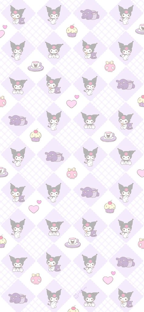 Kuromi Pattern Wallpaper, Sanrio Poster, Kuromi Wallpaper, Tartan Wallpaper, Kitty Pictures, Jelly Wallpaper, Walpaper Hello Kitty, Purple Iphone, Kitty Items