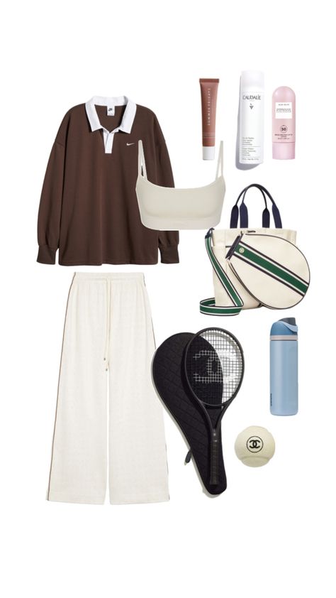 Tennis essentials, hijabi tennis outfit Tennis Outfits, Tennis Outfit, Tennis Clothes, Lookbook Outfits, Front Row, The Row, Tennis, Lookbook, Tennis Clothing