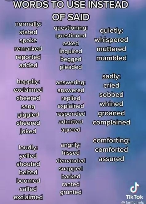 Things To Use Instead Of Said, Other Words For Said Quietly, Words To Use Other Than Said, More Words For Said, What To Use Instead Of Said, Words Instead Of Asked, Alternatives To Said, Other Words For Walk, Words To Use Instead Of Asked