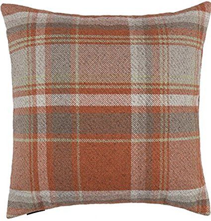 Terracota Orange Tartan Check Cushion Cover, Woven Wool Look, 43cm x 43cm. By McAlister Textiles, from the Heritage design range. Tartan Cushions, Traditional Cushions, Checked Cushions, Plain Cushions, Wool Textures, Yellow Cushions, Polycotton Fabric, Pink Cushions, Wool Cushion