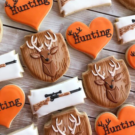 Hunting Birthday Cakes, Hunting Birthday Party, Hunting Cake, Hunting Theme, Fish Cookies, Hunting Birthday, Hunting Themes, Wedding Cake Cookies, Hunting Decor