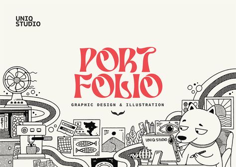 Behance Project Layout, Illustration Portfolio Cover, Minimalist Graphic Design Portfolio, Illustration Portfolio Layout, Minimalist Portfolio Design, Portfolio Graphic Designers Inspiration, Graphic Artist Portfolio, Portfolio Cover Ideas, Portfolio Design Graphic Designers