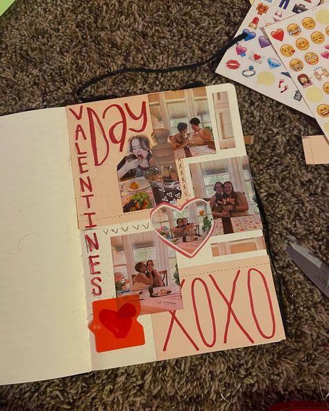 Valentine’s Day Scrapbook Layout Page, Valentine’s Day Scrapbook Page, February Scrapbook Page, Valentines Scrapbook Page, February Scrapbook Ideas, Scrapbook Valentines Day, Valentines Scrapbook Ideas, Scrapbook Pages For Boyfriend, Romantic Scrapbook Ideas