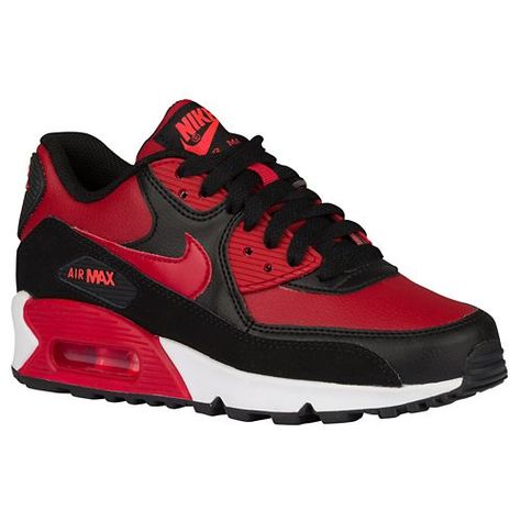 Nike Air Max 90 - Boys' Preschool Nike Boots Mens, Ella Shoes, 90 Women, Red Nike Shoes, Nike Air Max 90 Mens, Air Max 90 Leather, Nike Air Max White, Nike Boots, Black Nike Shoes