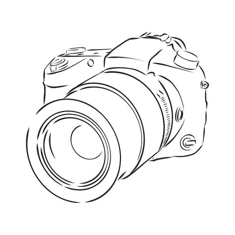 Camera Outline Drawing, Camera Drawing Simple, Camera Drawing Art, Camera Outline, Camera Sketch, Camera Doodle, Analog Photo, Camera Vector, Simple Camera