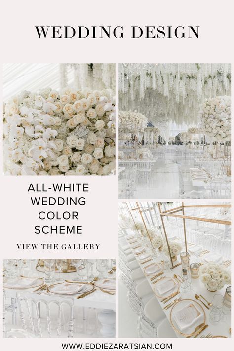 All White Wedding Theme Color Palettes, All White Wedding Color Palette, All White Themed Wedding, Wedding Color Schemes Modern, All White Wedding Party, Natural Light Room, All White Wedding Decor, All White Wedding Reception, Color Palette White