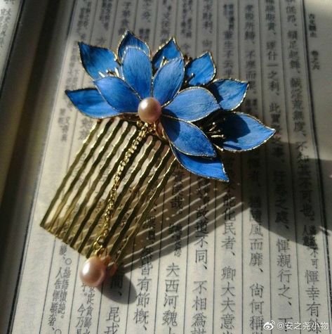 Chinese Accessories, Chinese Hair Accessories, Headpiece Jewelry, Blue Lotus, Girly Accessories, Fancy Jewellery, Jewelry Lookbook, Head Accessories, Fantasy Jewelry