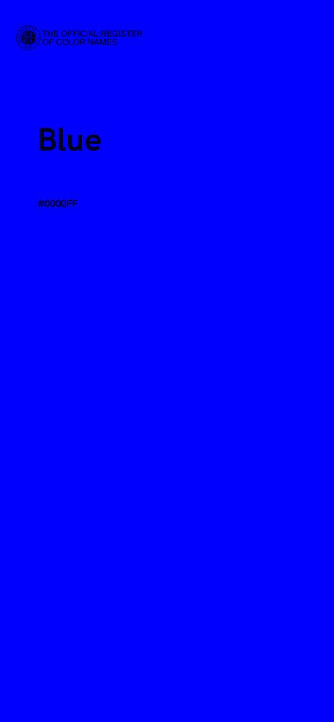 HEX #0000FF color name is Blue HEX color code #0000FF represent the color in hexadecimal format by combining three values – the amounts of Red, Green and Blue. The RGB values of this color are 0, 0, 255 ( rgb(0, 0, 255) ). That means #0000FF color is composed of 0% of Red, 0% Green and 100% Blue. In the CMYK color model color has 100 Cyan, 100 Magenta, 0 Yellow, and 0 Key/Black (C:100 M:100 Y:0 K:0). Blue Color Hex, Blue Cmyk, Analogous Color Scheme, Uv Blue, Hex Color, Opposite Colors, Deep Blue Color, Fav Color, Hex Color Codes