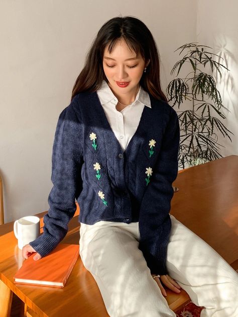 Shein Coupons, Puff Sleeve Cardigan, 15 % Off, Sleeve Cardigan, Floral Embroidery, Coupon Codes, Puff Sleeve, Online Shopping, Women's Clothing