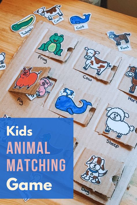 Kids animal matching game Toys Art And Craft, Animals Learning Activities, Tlm For Animals, Activities Related To Animals, Animals Teaching Ideas, Pet Animals Activities, Pets Activity For Preschool, Pet Animals Activity For Preschool, Animals Activity For Preschool