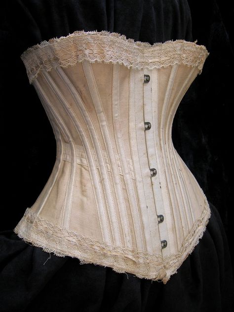 1890's Corset  Source: andresearchwedesign.com 1890s Corset, Edwardian Corsets, Corset Steampunk, Cotton Corset, Victorian Corset, Bridal Corset, Corset Pattern, Style Steampunk, Steampunk Corset