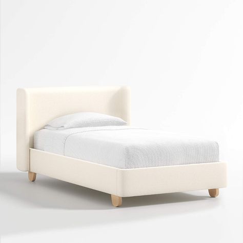 Pismo Kids Natural Twin Upholstered Bed | Crate and Barrel White Wood Bed, Modern Kids Bedroom Furniture, Wood Tent, Kids Daybed, Bed Crate, Kids Twin Bed, West Coast Style, Kids Bed Frames, Red Oak Wood