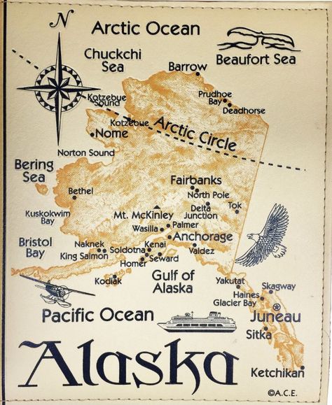 Alaska Aesthetic, Map Of Alaska, Aesthetic History, Alaska Map, Alaska Trip, King Salmon, Arctic Ocean, Printable Maps, Alaska Travel