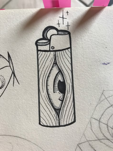 Scary Small Drawings, Small Illustrations Art, Simple Sketch For Beginners, Bic Lighter Drawing, Drawing Ideas Spooky, Spooky Sketch Ideas, Spooky Doodle Art, Fun Drawing Ideas Creative, Lighters Drawing