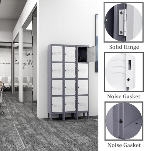 Amazon.com: Yizosh Metal Lockers for Employees with Lock, Employees Locker Storage Cabinet with 1 Doors, Tall Steel Storage Locker for Gym, School, Office (Gray White, 3 Door) : Office Products Restore Furniture, Employee Lockers, Door Office, Gym School, Storage Locker, Basement Renovation, Steel Storage, Metal Lockers, Basement Renovations