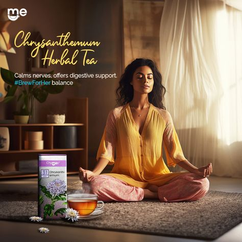 Find your inner balance and peace with Chrysanthemum Herbal Tea, a gentle reminder to nurture your mind, body, and soul. Ready to embrace serenity? Visit our website to shop now - Link in Bio. #Chymey #ChymeyTeas #BrewForHer #Chrysanthemum #HerbalTea #TeaThatDefinesMe #TeaLover #TeaTime #BrewForHer Tea Ads, Tea Photo, Platter Ideas, Inner Balance, A Gentle Reminder, Mind Body And Soul, Ads Creative, Creative Advertising, Natural Products