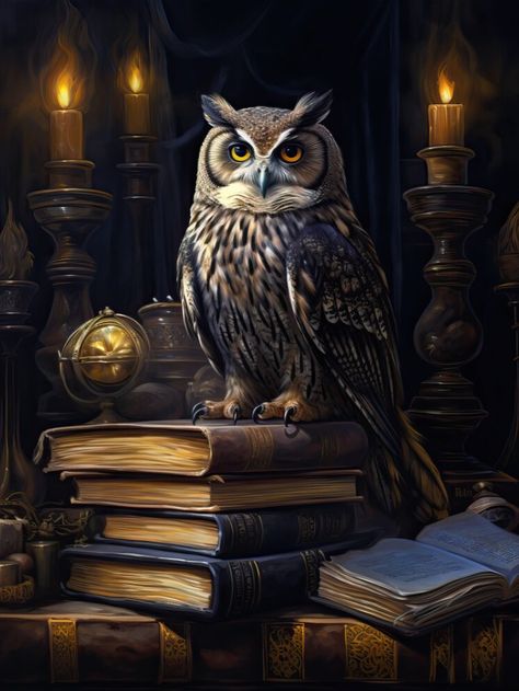 Owl Painting - Dark Academia Cute Owls Wallpaper, Owl Artwork, Owl Wallpaper, Owl Wall Art, Owl Pictures, Animal Book, Occult Art, Owl Wall, Owl Painting