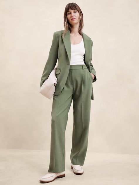 Women's Suits | Banana Republic Factory Womens Navy Suit, Bridesmaid Suits, Modern Suits, Double Weave, Corporate Attire, Women's Suits, Shein Dress, Weave Fabric, Long Blazer