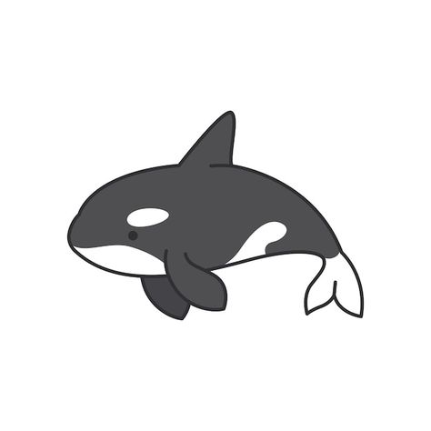 Vector killer whale icon in flat color s... | Premium Vector #Freepik #vector #clipart #whale #orca #flipper Orca Cartoons, Orca Whales Art, Line Art Orca, Orca Clipart, Orcinus Orca, Whale Cartoon, Orca Sticker, Cute Orca Drawing, Cute Orca