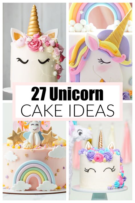 Funfetti Unicorn Cake, Small Unicorn Cake Birthday, Unicorn Cakes Birthday, 4 Yo Birthday Cake, Unicorn Cake Decorating Ideas, Easy Unicorn Cake Decorating, Simple Rainbow Unicorn Cake, Unicorn And Rainbows Birthday Party, Unicorn Birthday Theme Ideas