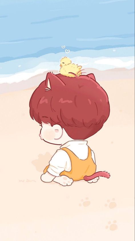 Bts Chibi Wallpaper, Jimin Chibi Cute Fanart, Dibujos Anime Chibi, Chibi Wallpaper, Bts Cute, Yoonmin Fanart, Cute Bunny Cartoon, Taehyung Fanart, Jimin Fanart