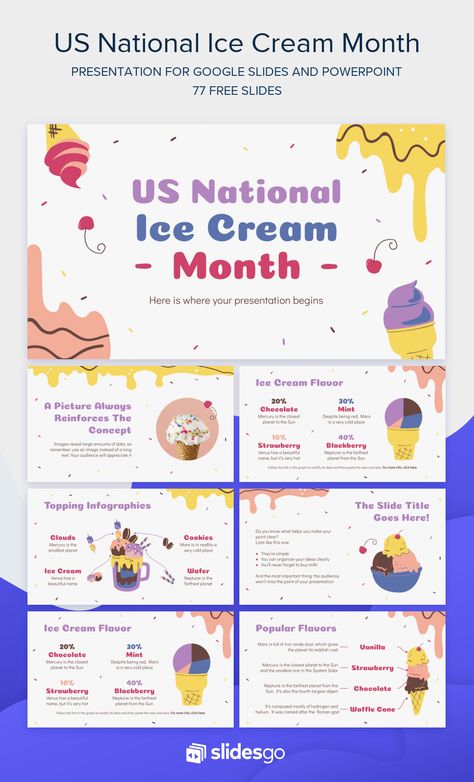 Cute Powerpoint Templates, Ice Cream Month, National Ice Cream Month, Free Powerpoint Presentations, Presentation Slides Design, Cute Slides, Powerpoint Slide Designs, Slides Design, Powerpoint Design Templates